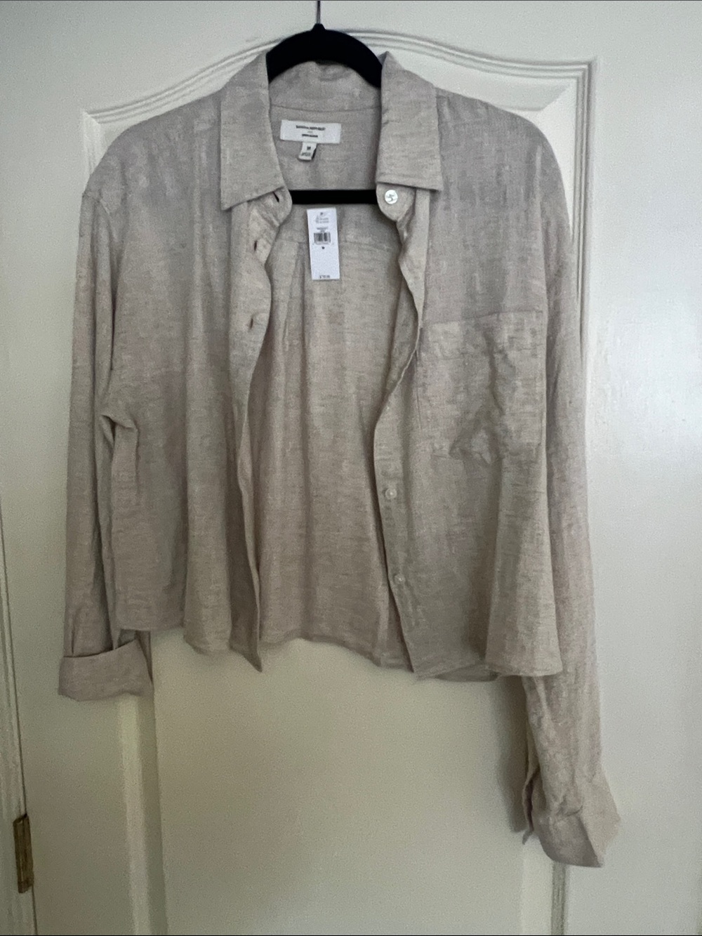 Banana Republic Light Beige Linen-Blend Shirt Jacket